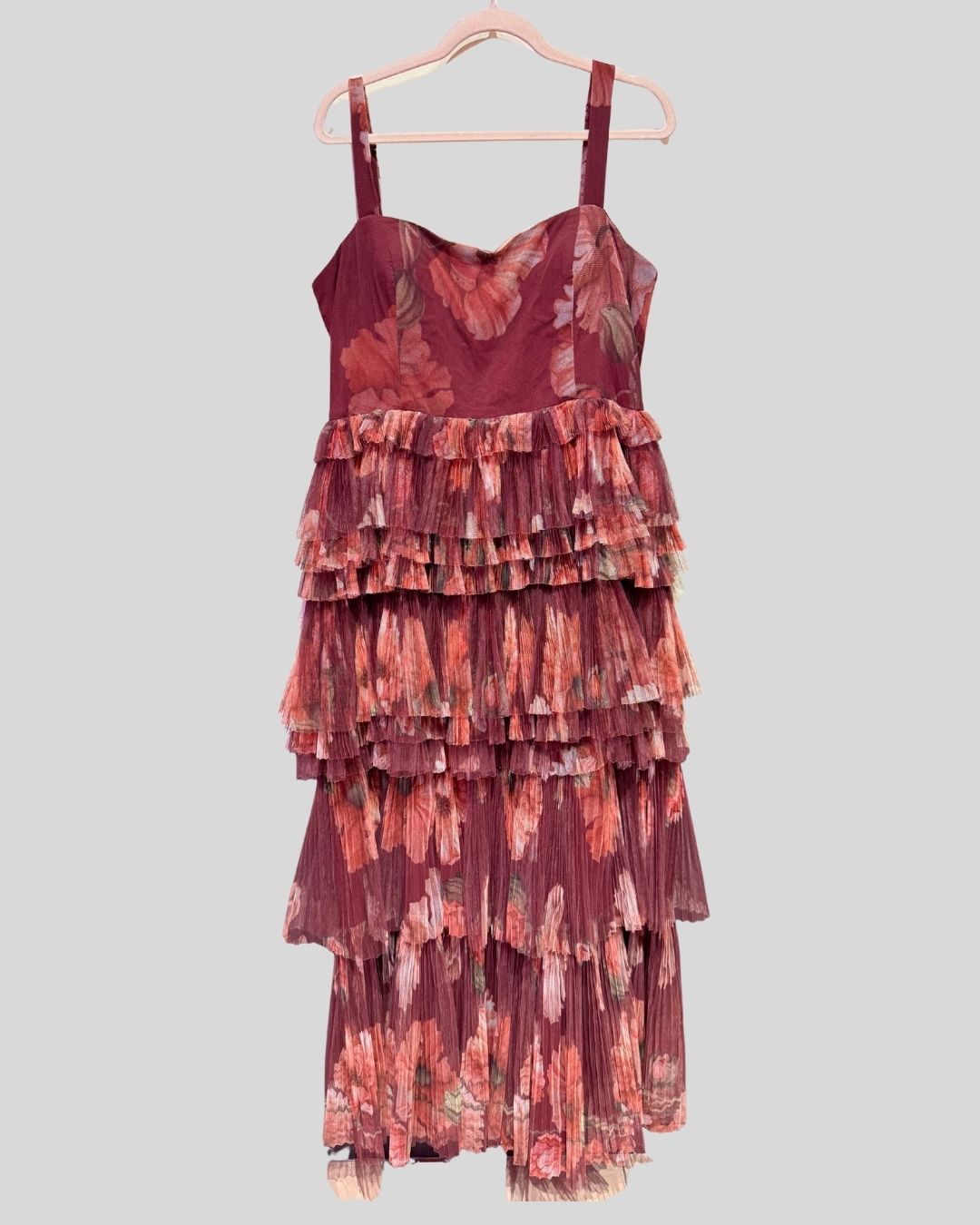 HUTCH red tulle tiered floral dress (16)