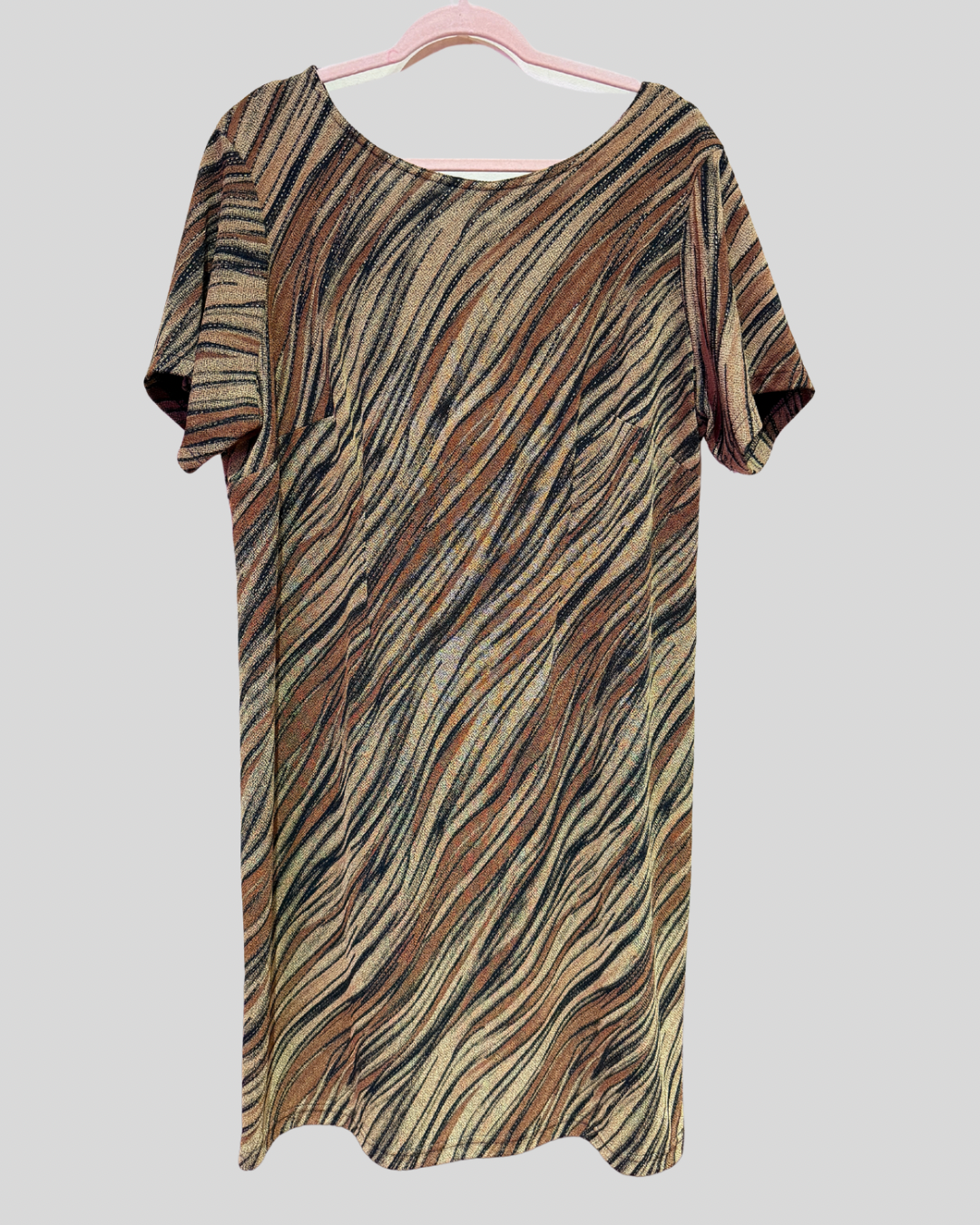Vintage Amanda Lane Brown and Tan Animal Stripe Dress (22)