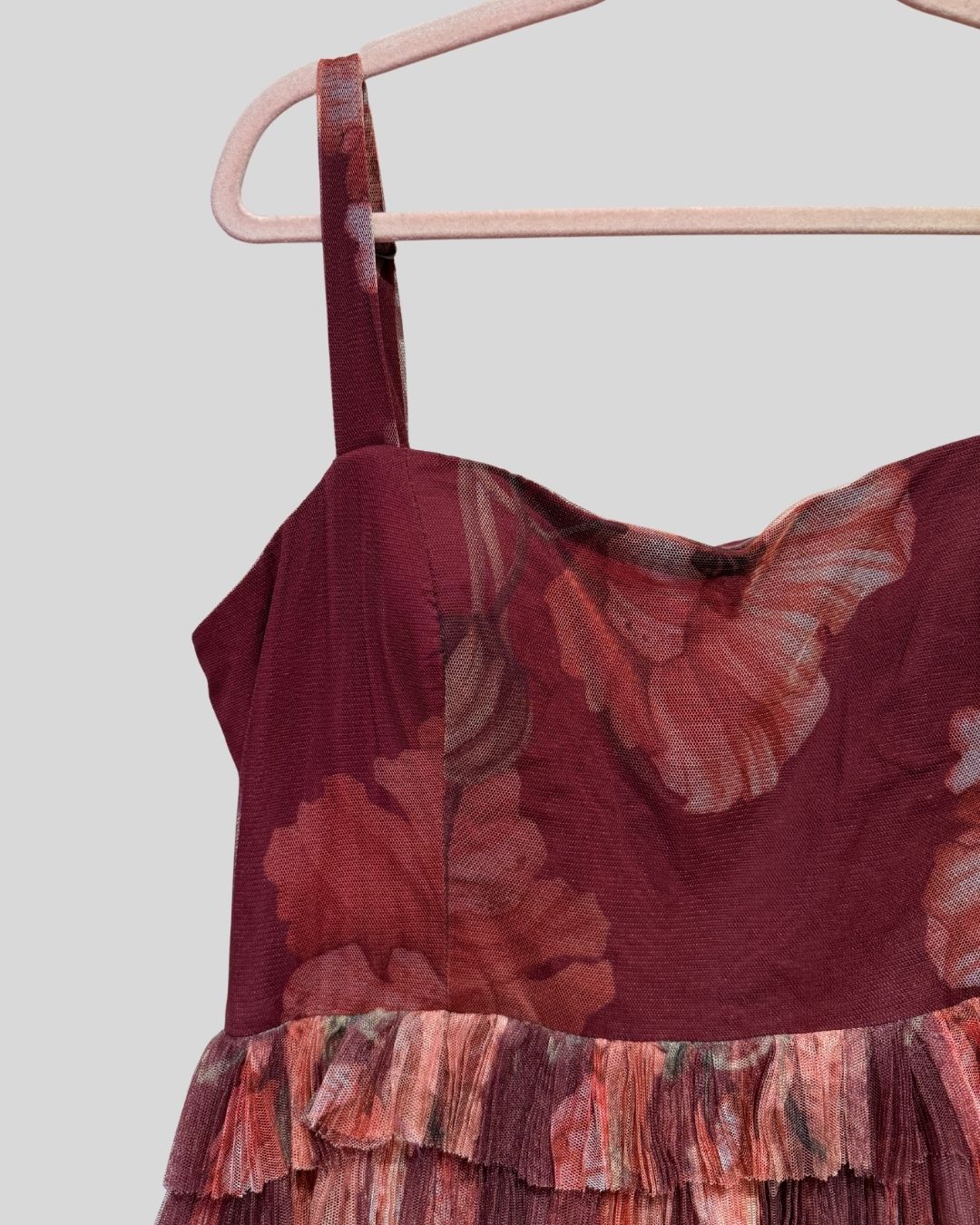 HUTCH red tulle tiered floral dress (16)