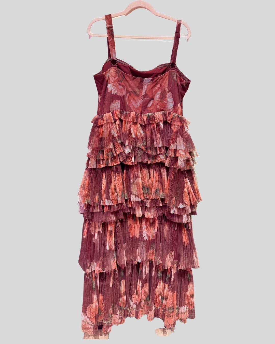 HUTCH red tulle tiered floral dress (16)