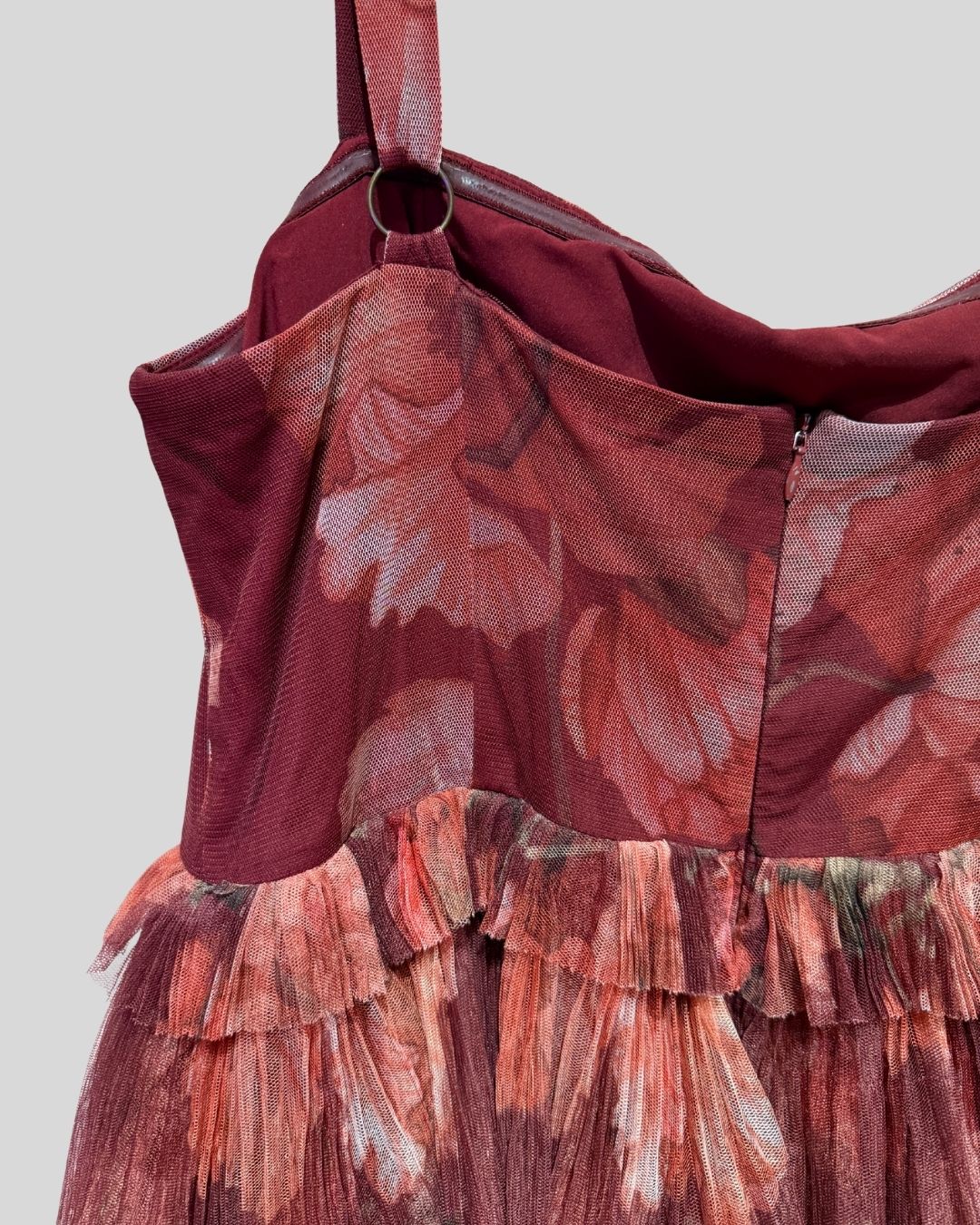 HUTCH red tulle tiered floral dress (16)