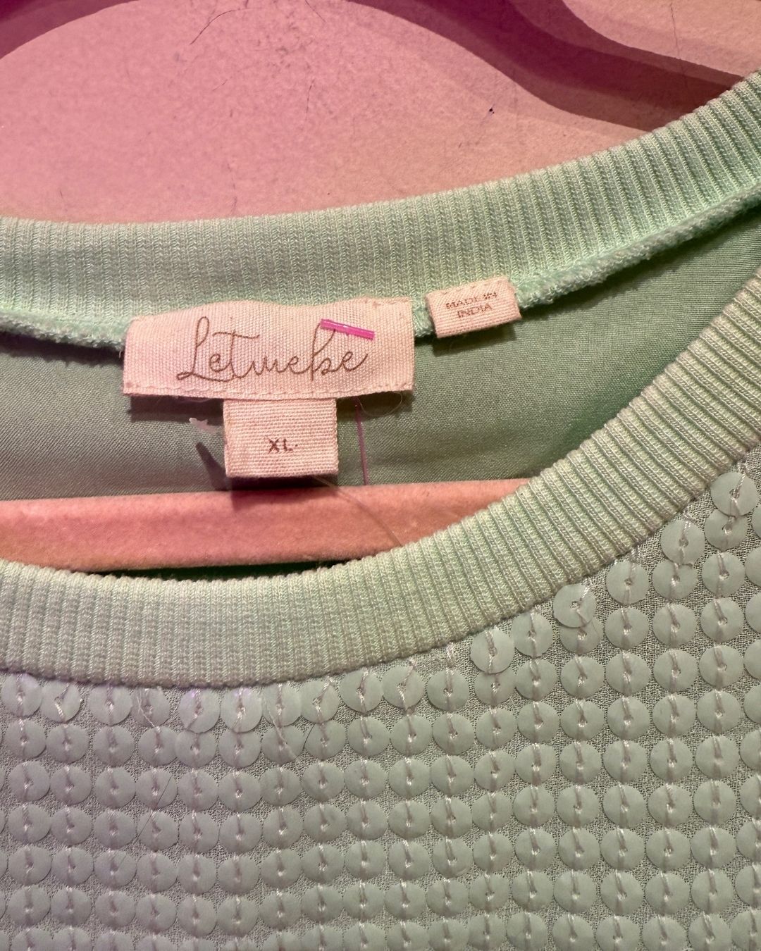 LET ME BE mint sequin and beaded dress (XL)