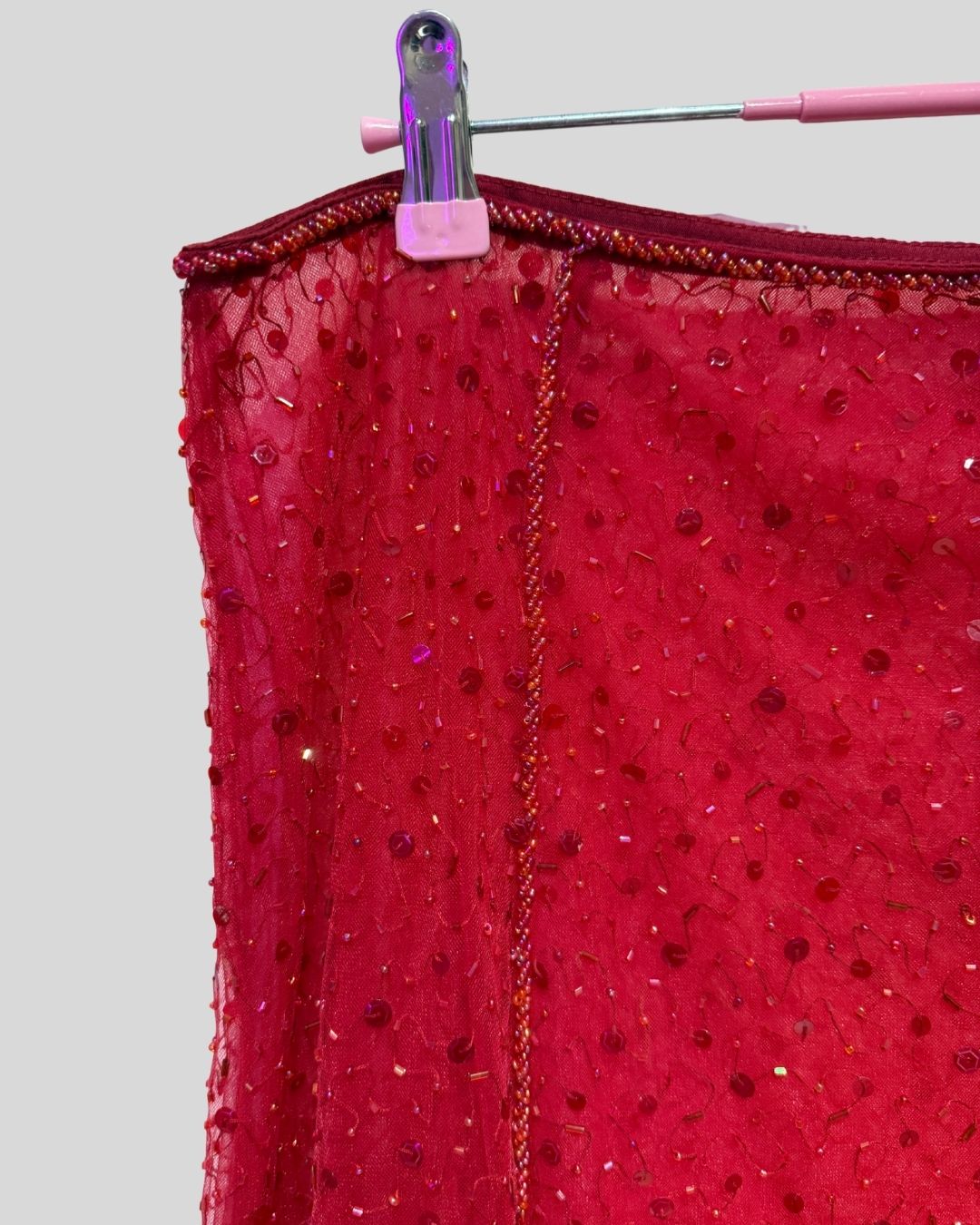 DYSPNEA red beaded sheer skirt (XL)