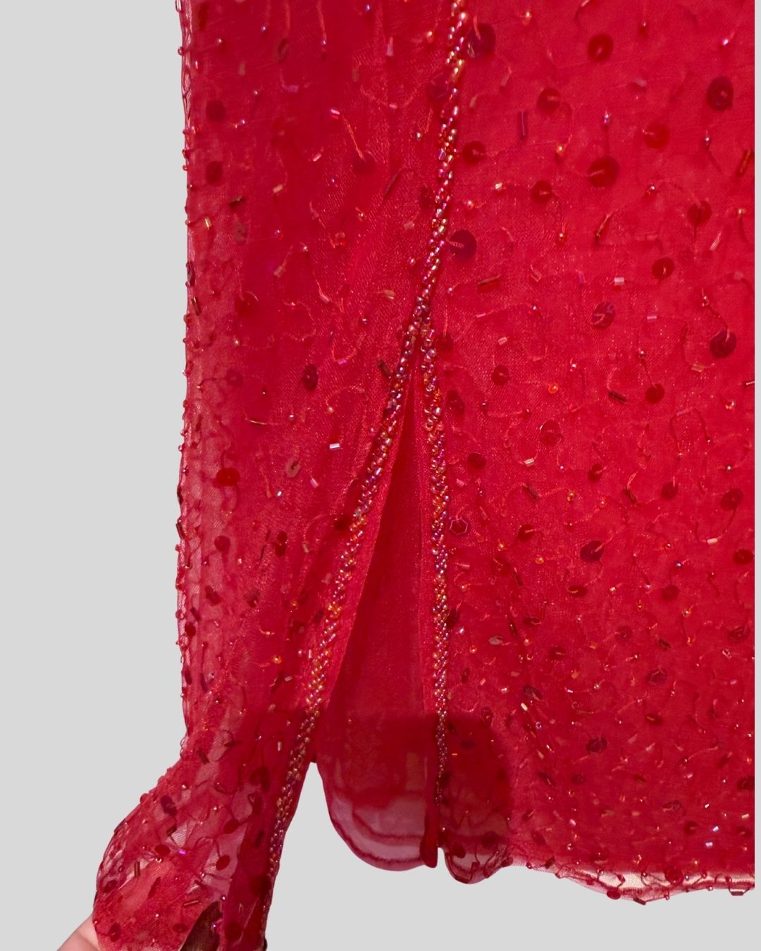 DYSPNEA red beaded sheer skirt (XL)