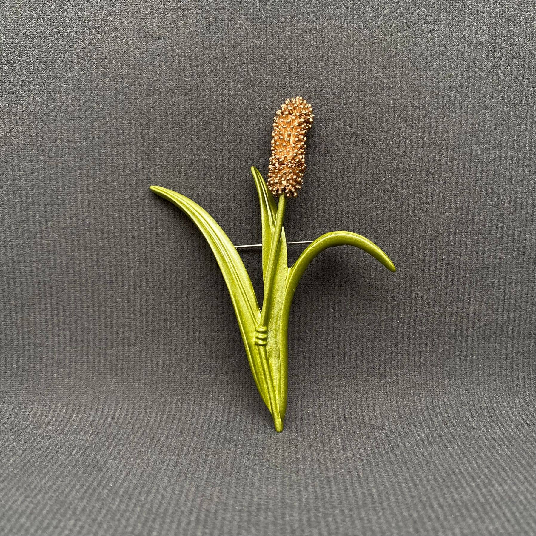 Vintage Green Bristlegrass Brooch