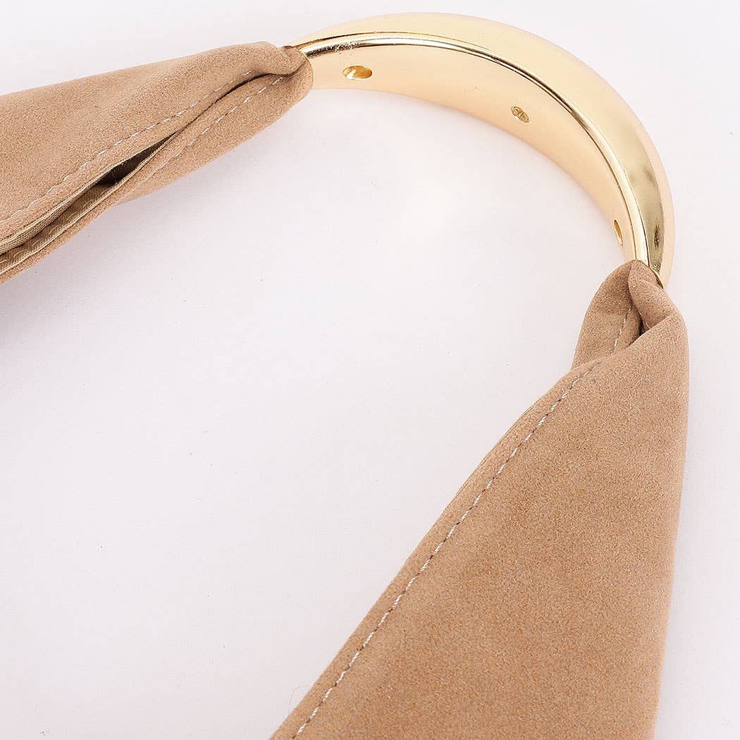 Faux Blk Suede Leather Hobo Bag: BK
