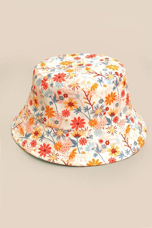 Wall To Wall Accessories - FLORAL BUCKET HAT | 40HW717: White