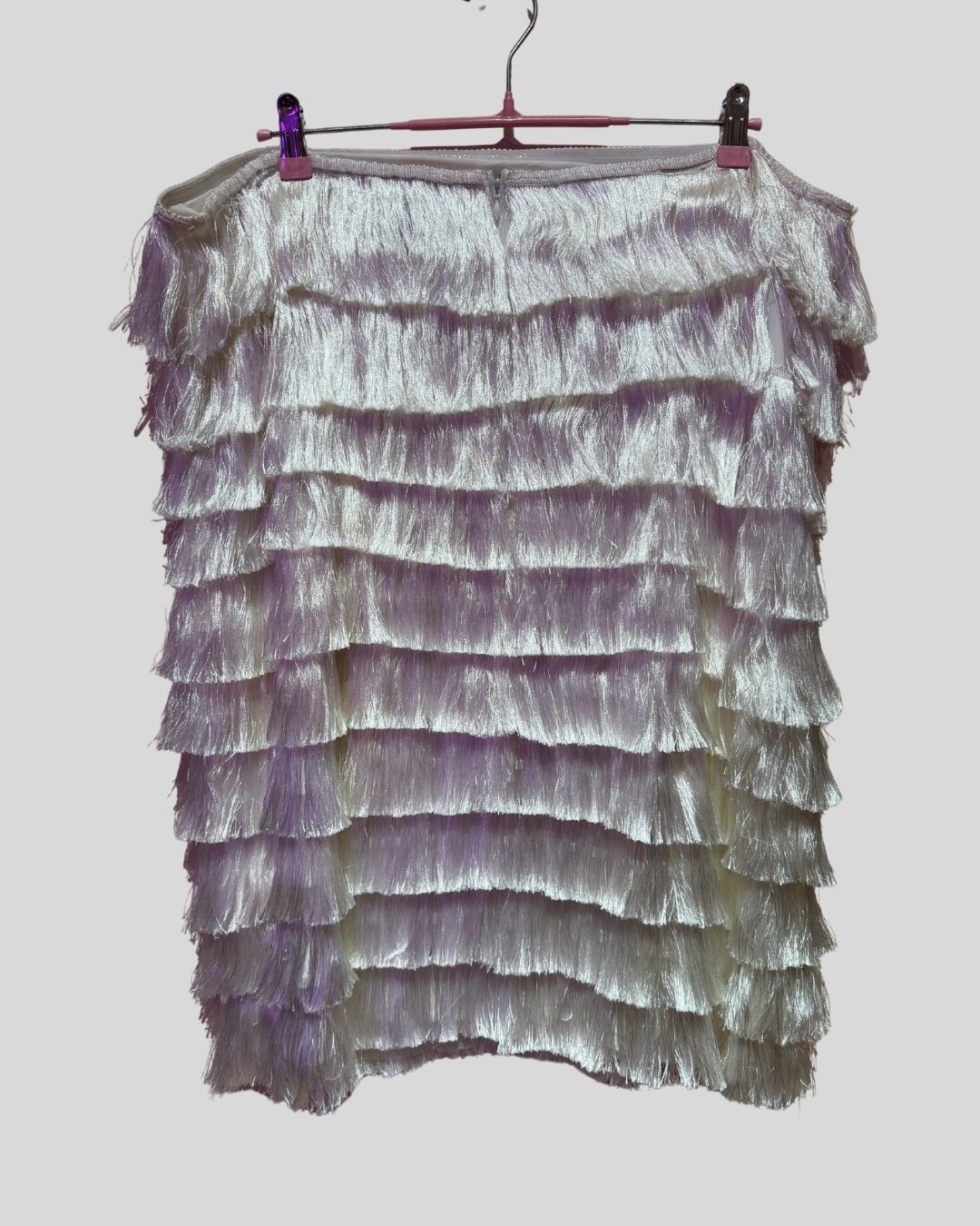 NASTY GAL white fringe tiered strapless mini dress (18)