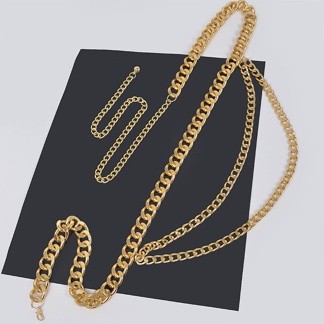 Plus Size Layered Chain Belt: Gold 37-56 waist