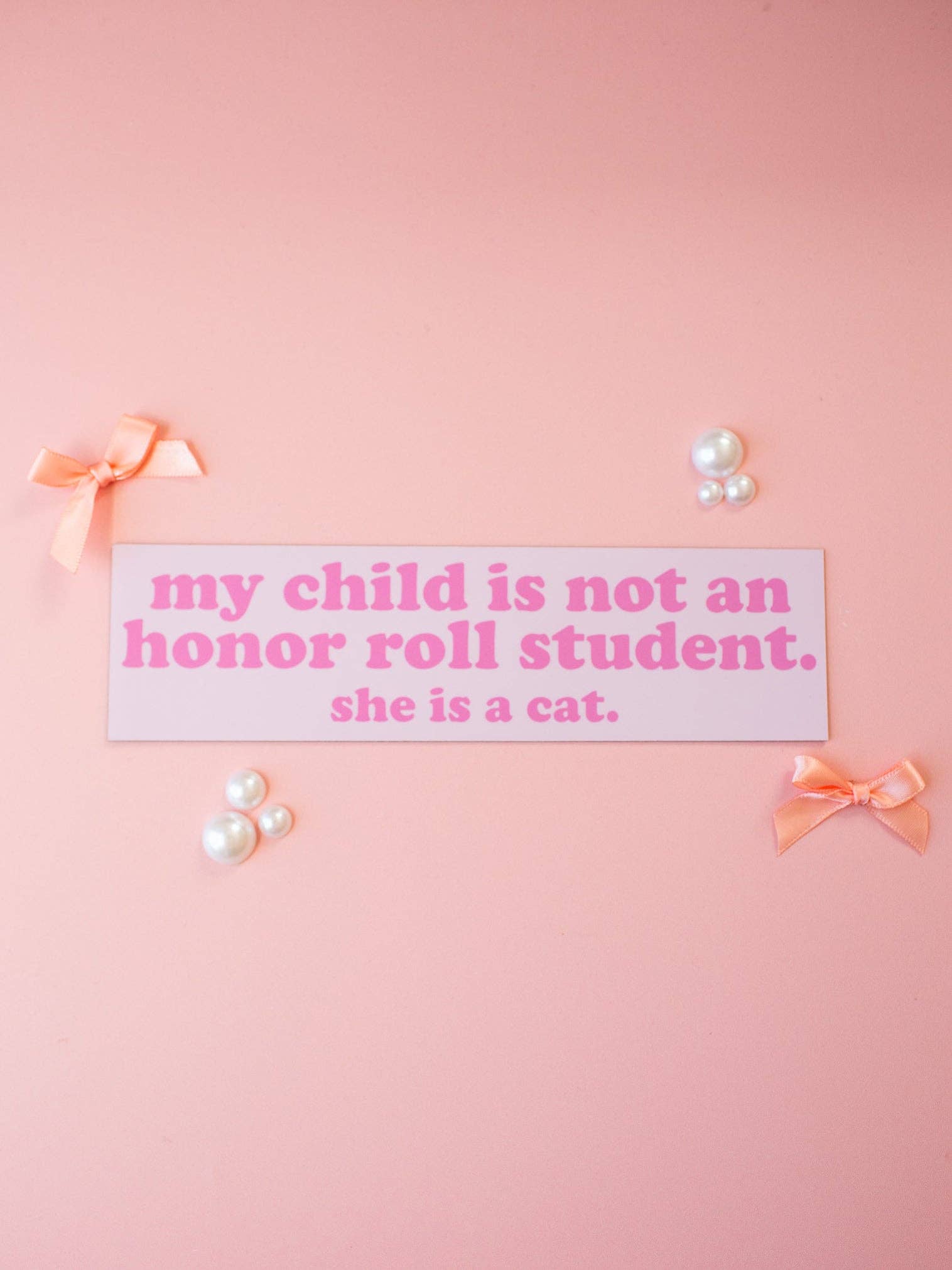 Honor Roll Cat Bumper Magnet - Pink