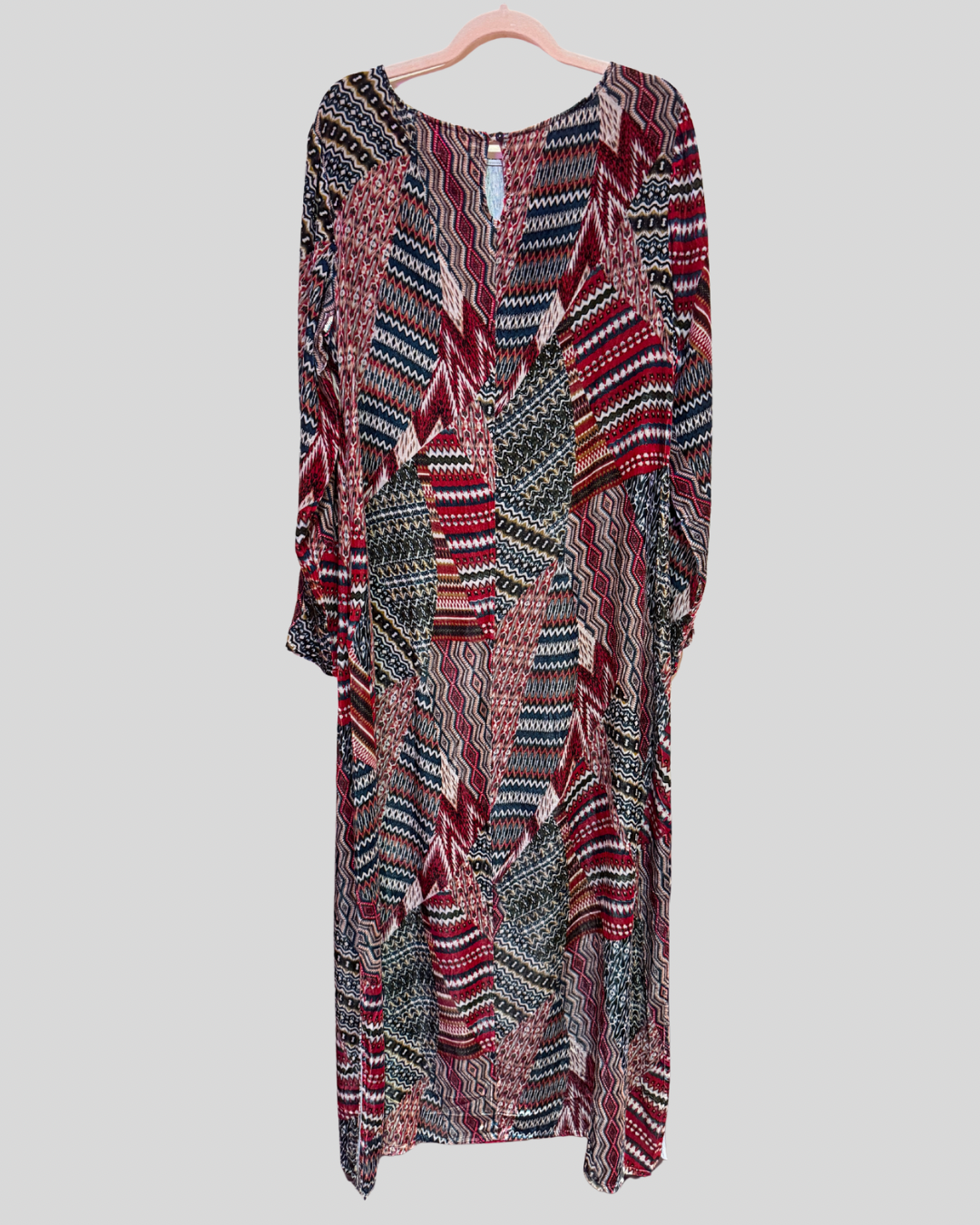 Sundance Red Multicolor Patchwork Pattern Velvet Dress (16)