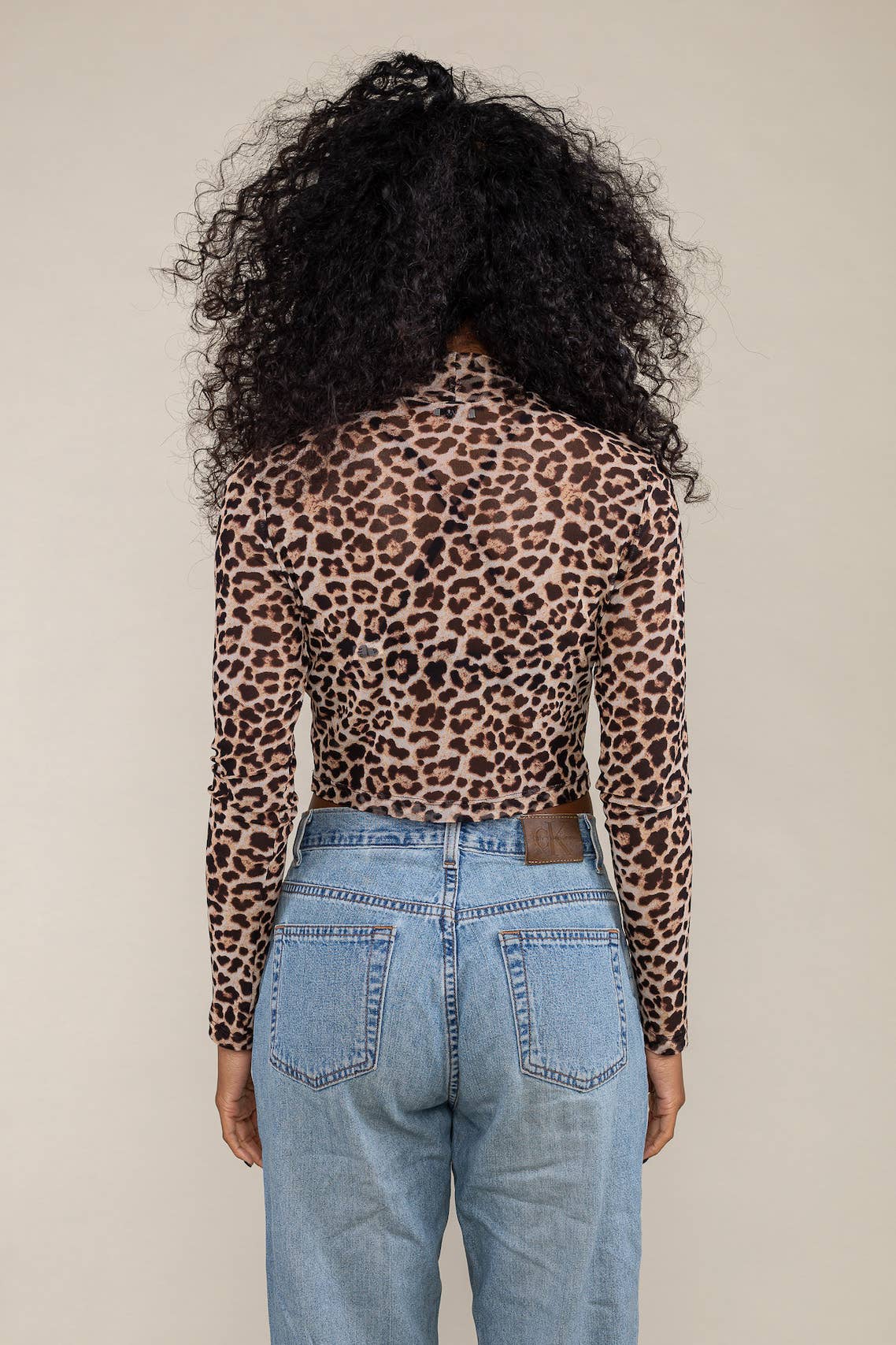 NLT Ami Mesh Print Top Cheetah Long Sleeve 1XL