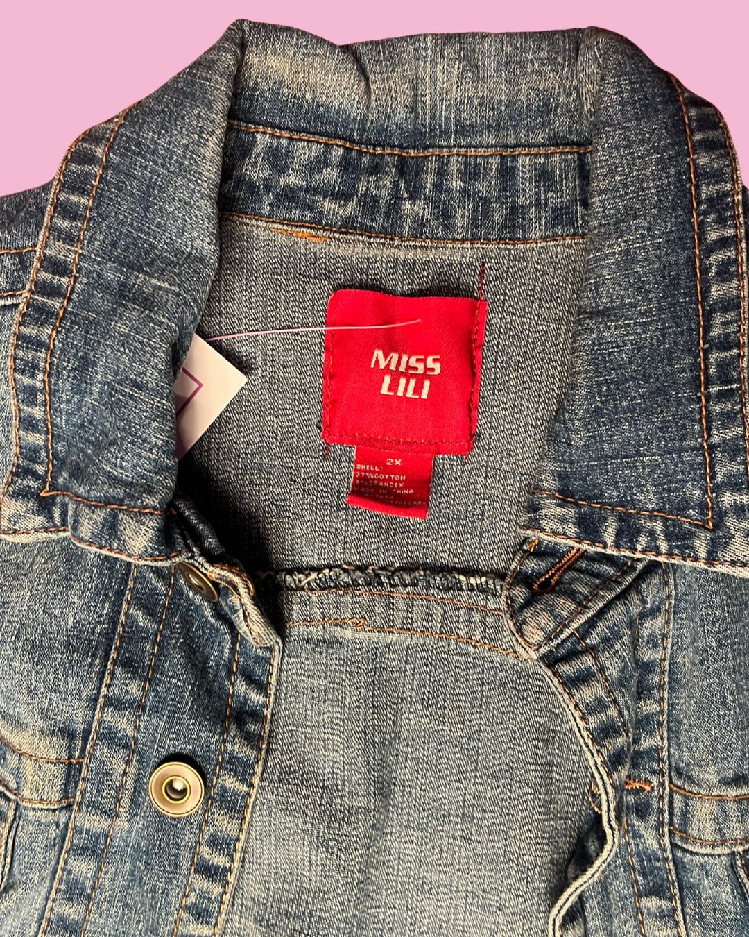 Vintage Miss Lili Y2K Cropped Denim Jacket  (2X)