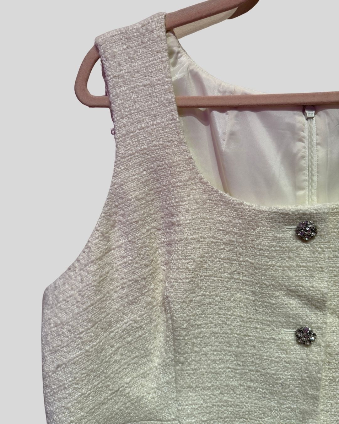 Jcrew cream wool blend tweed rhinestone button dress (20)