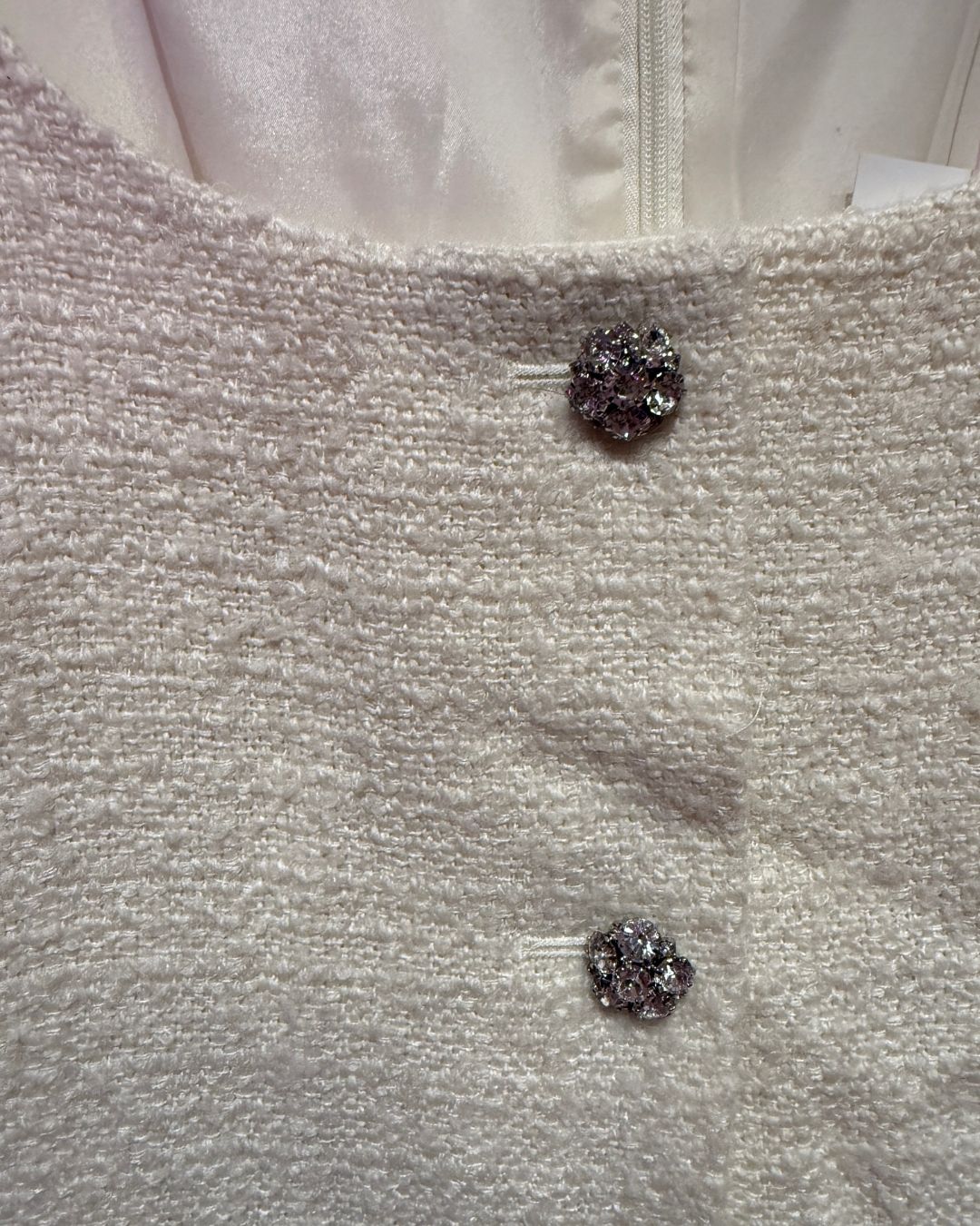 Jcrew cream wool blend tweed rhinestone button dress (20)