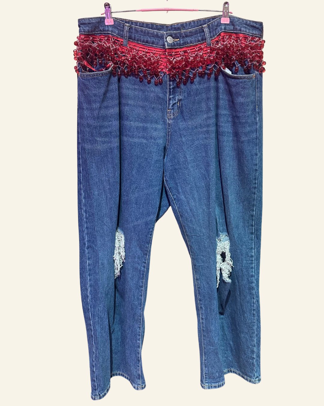 FCxPBK REWORKED BEADED JEANS