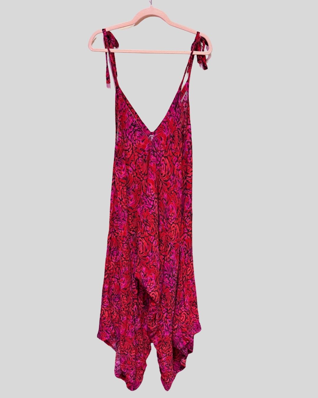 Unbranded Pink/Red Swirl Tank Jumpsuit (1/2x)