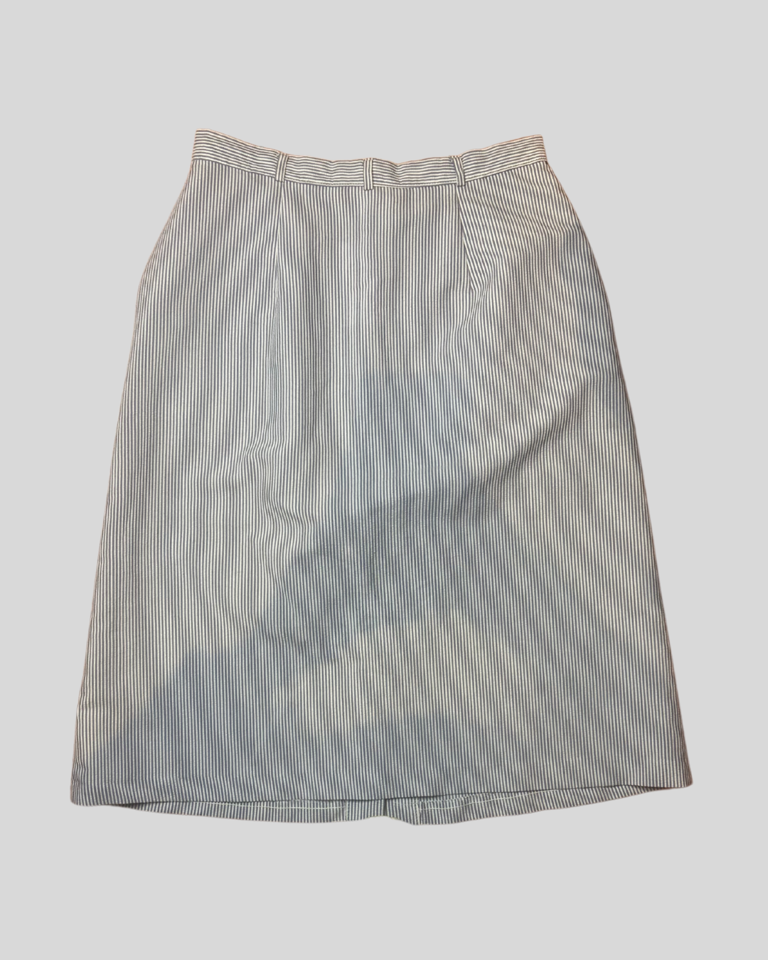 Vintage Russ White/Blue Striped Midi Skirt (XL)