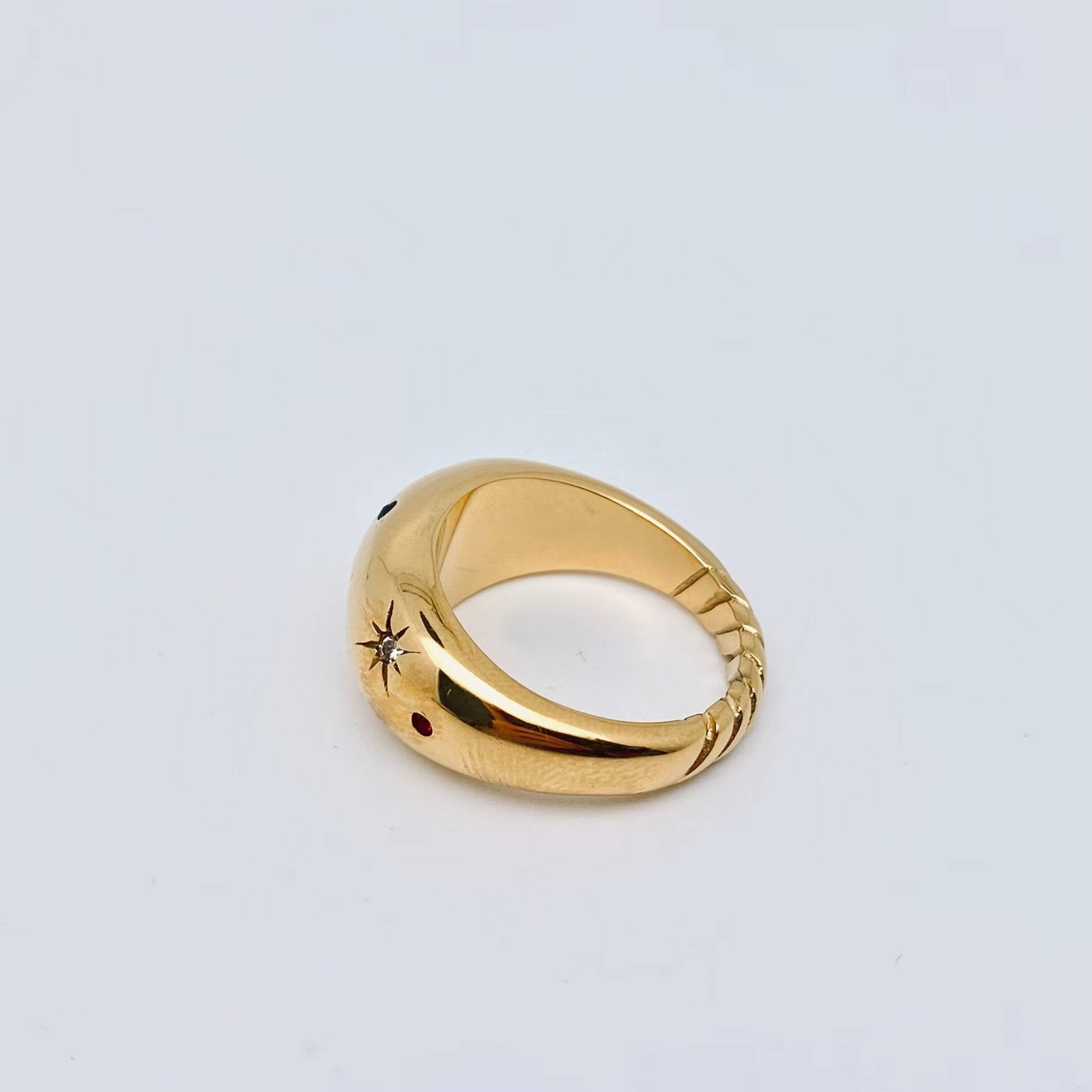Hexagram Zircon 18K Gold Plated Stainless Steel Ring - FGS: 8