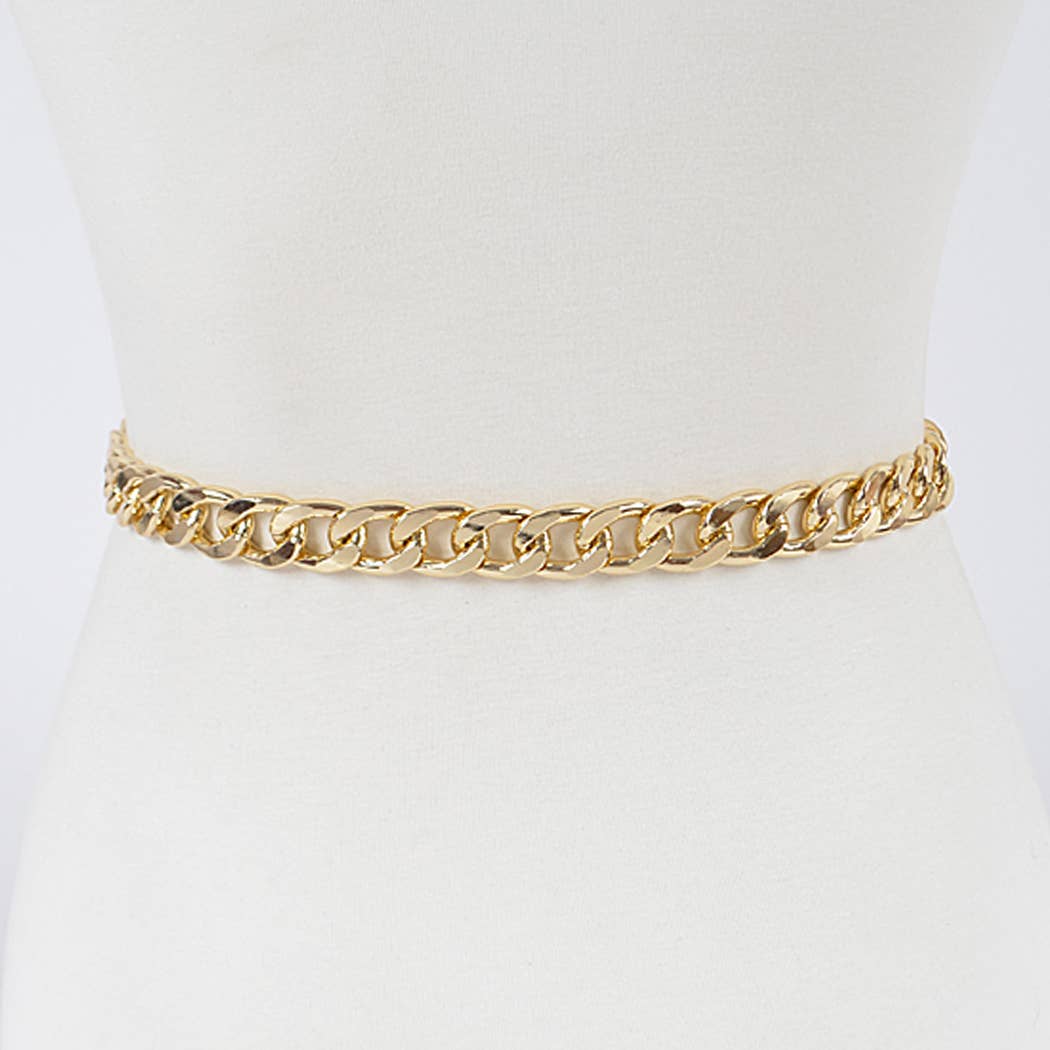 Monotone Plus Size Chain Belt: Gold