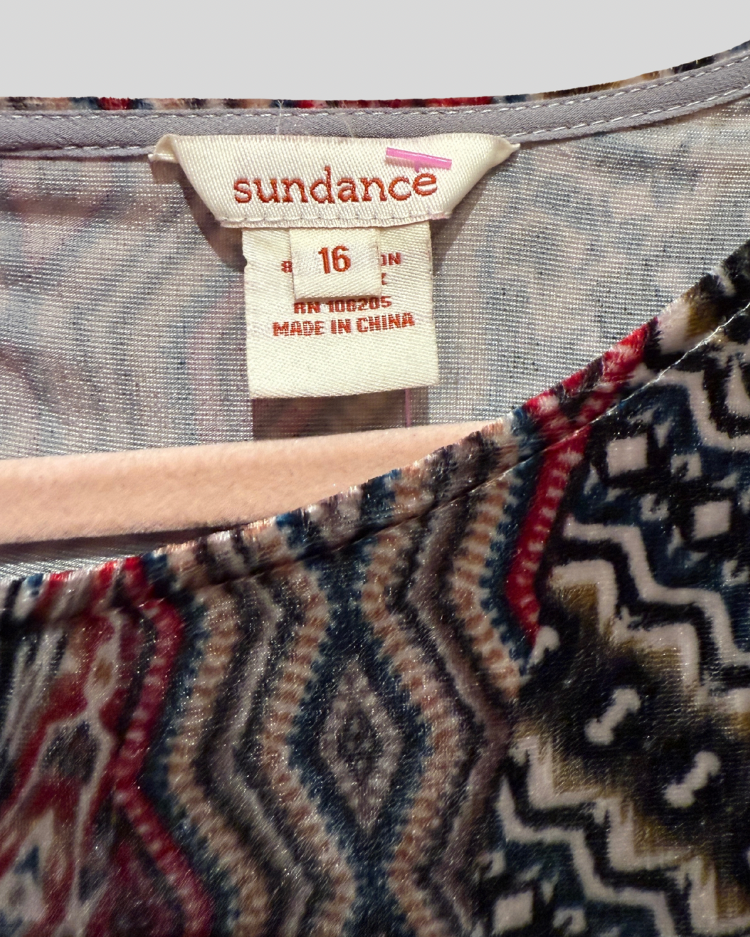 Sundance Red Multicolor Patchwork Pattern Velvet Dress (16)