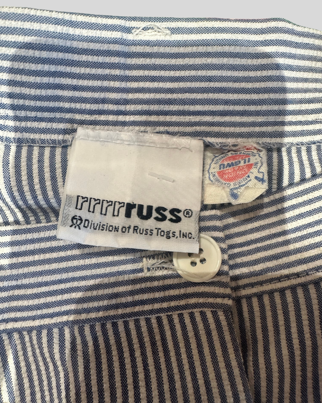 Vintage Russ White/Blue Striped Midi Skirt (XL)