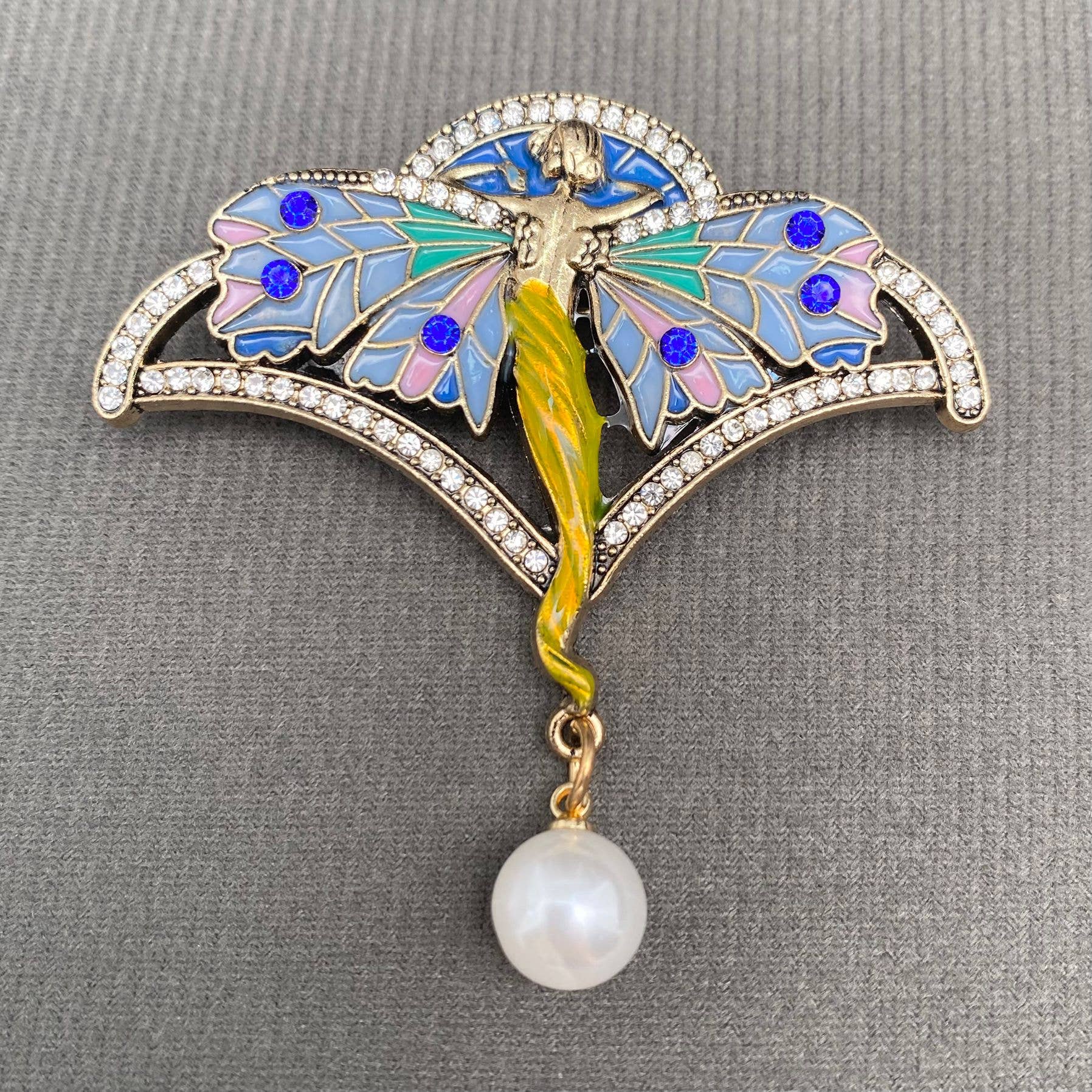 Rhinestones Inlaid Enamel Elf Brooch