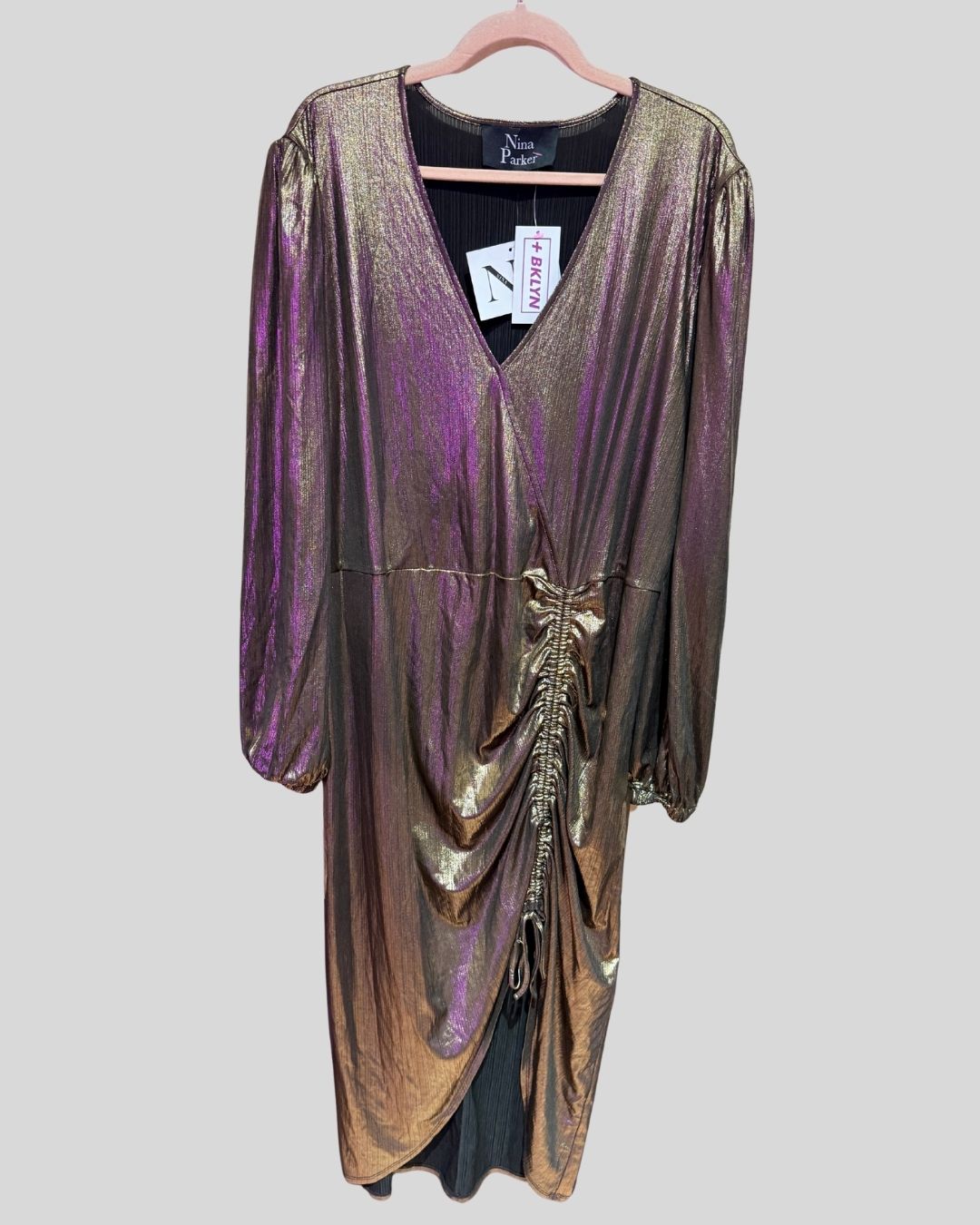 Nina Parker NWT Gold Gathered Dress (3X)