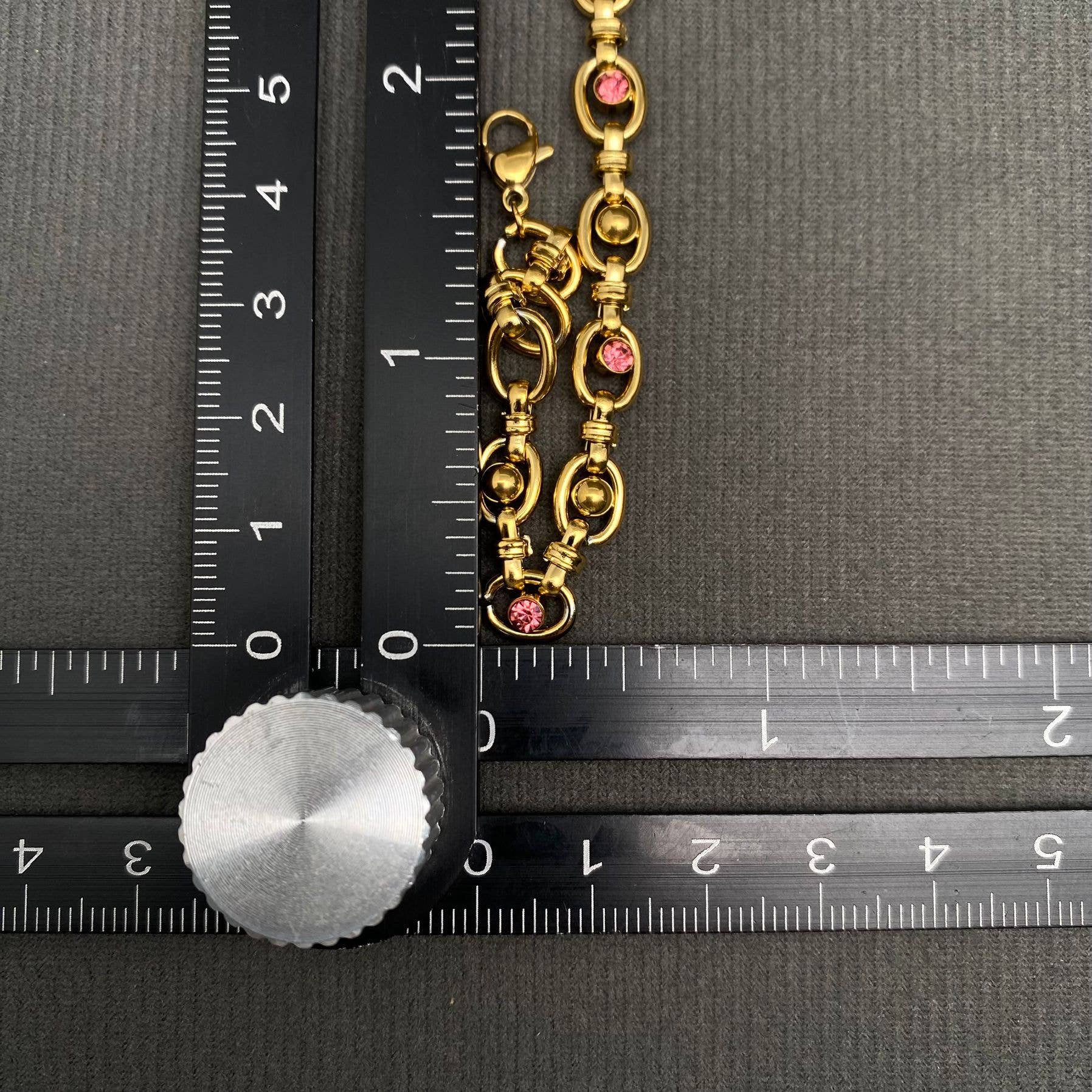 Zircon Inlaid 18K Gold Plated S.Steel Chain Bracelet - FGS