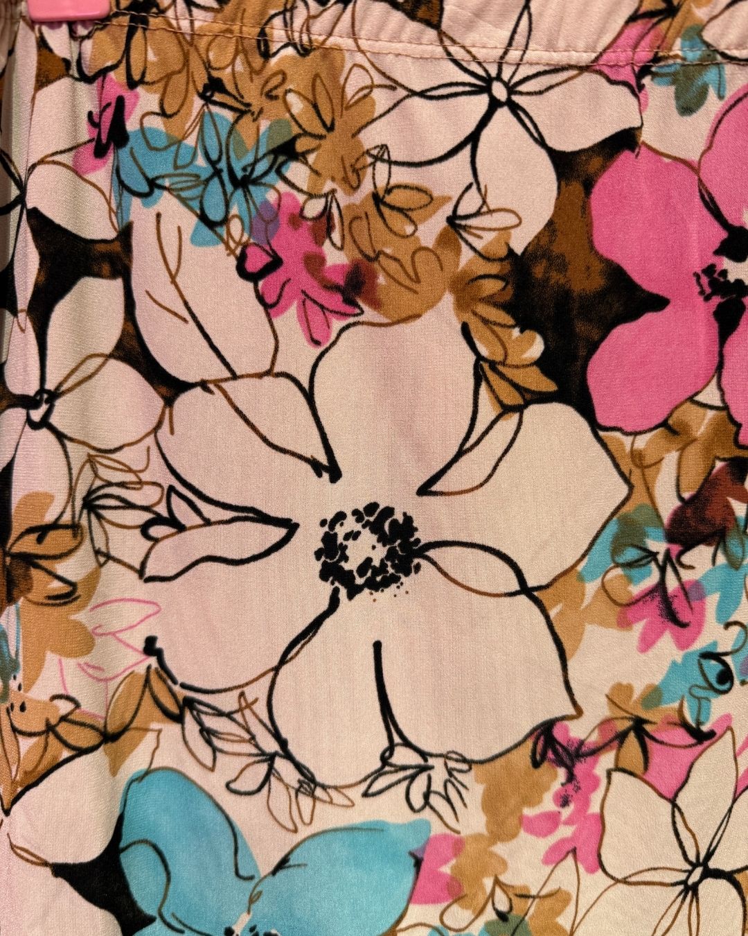 Vintage Susan Lawrence pink cream floral skirt (XL)