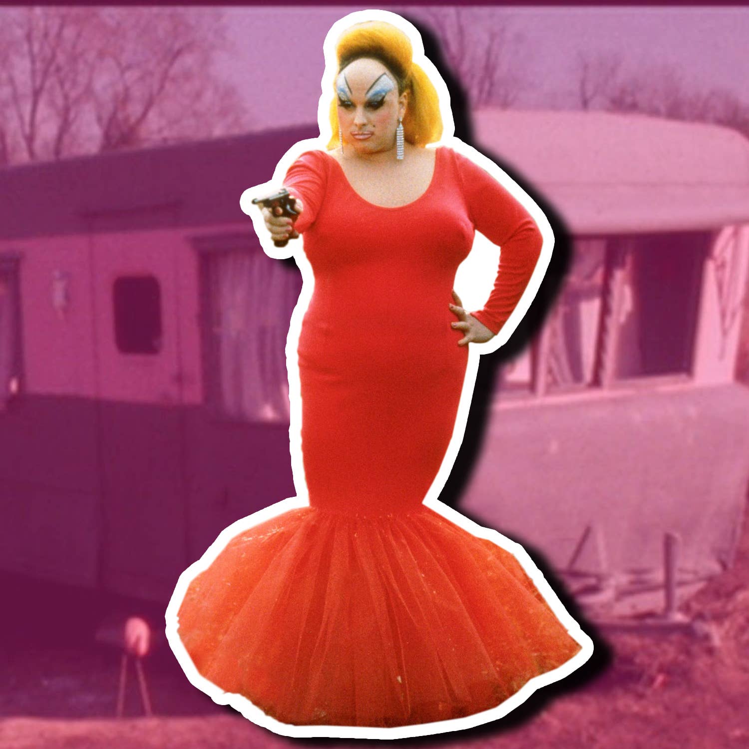 Divine Babs Johnson "Pink Flamingos" Die Cut Sticker
