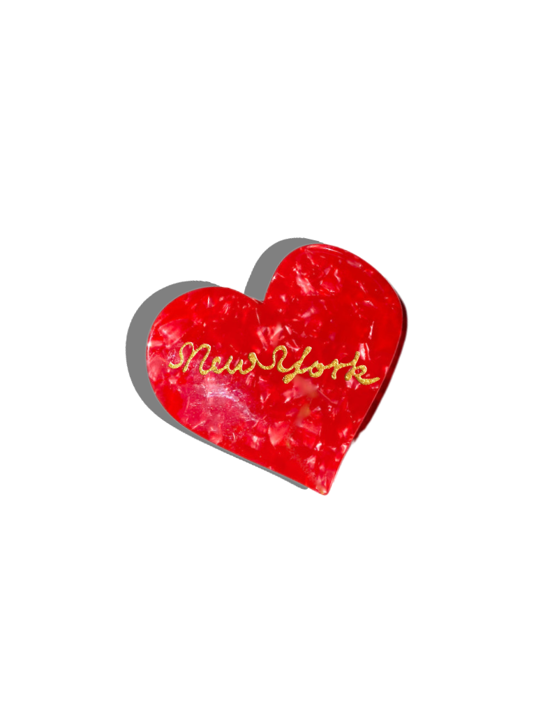 Hand Painted New York Heart Acetate Claw Hair Clip | Leopard