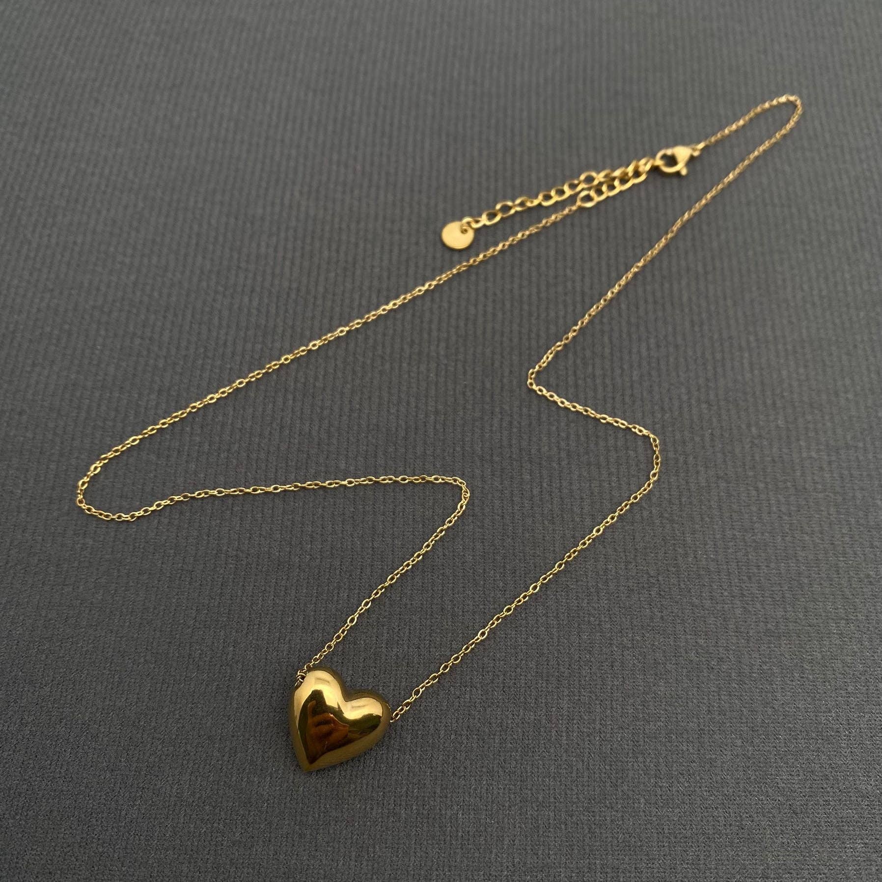 Heart Zircon 18K Gold Plated Stainless Steel Necklace - FGS: White