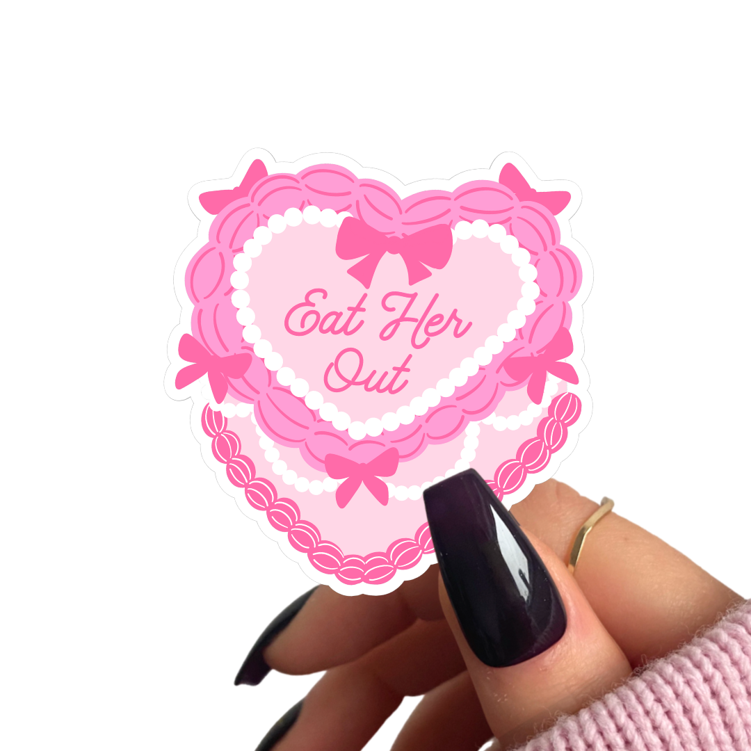 Pretty Toxic Stickers - Coquette Heart Cake Sticker, Eat Her Out, Cute Vulgar Decals: Matte / 2”