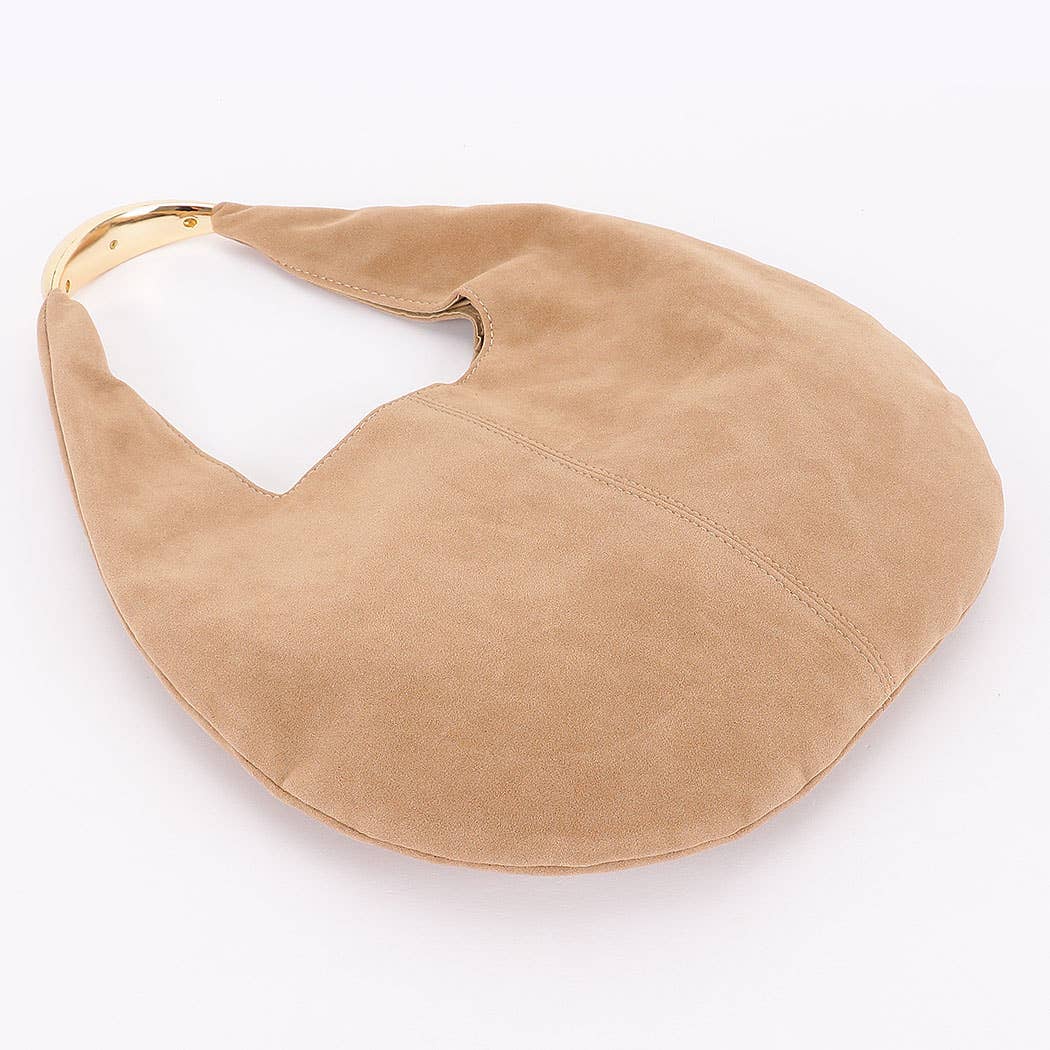 Faux Blk Suede Leather Hobo Bag: BK
