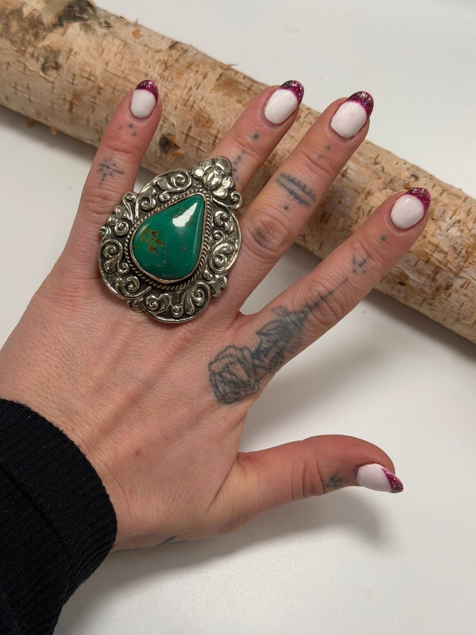 Blue Teardrop Chunky Statement Ring: 1