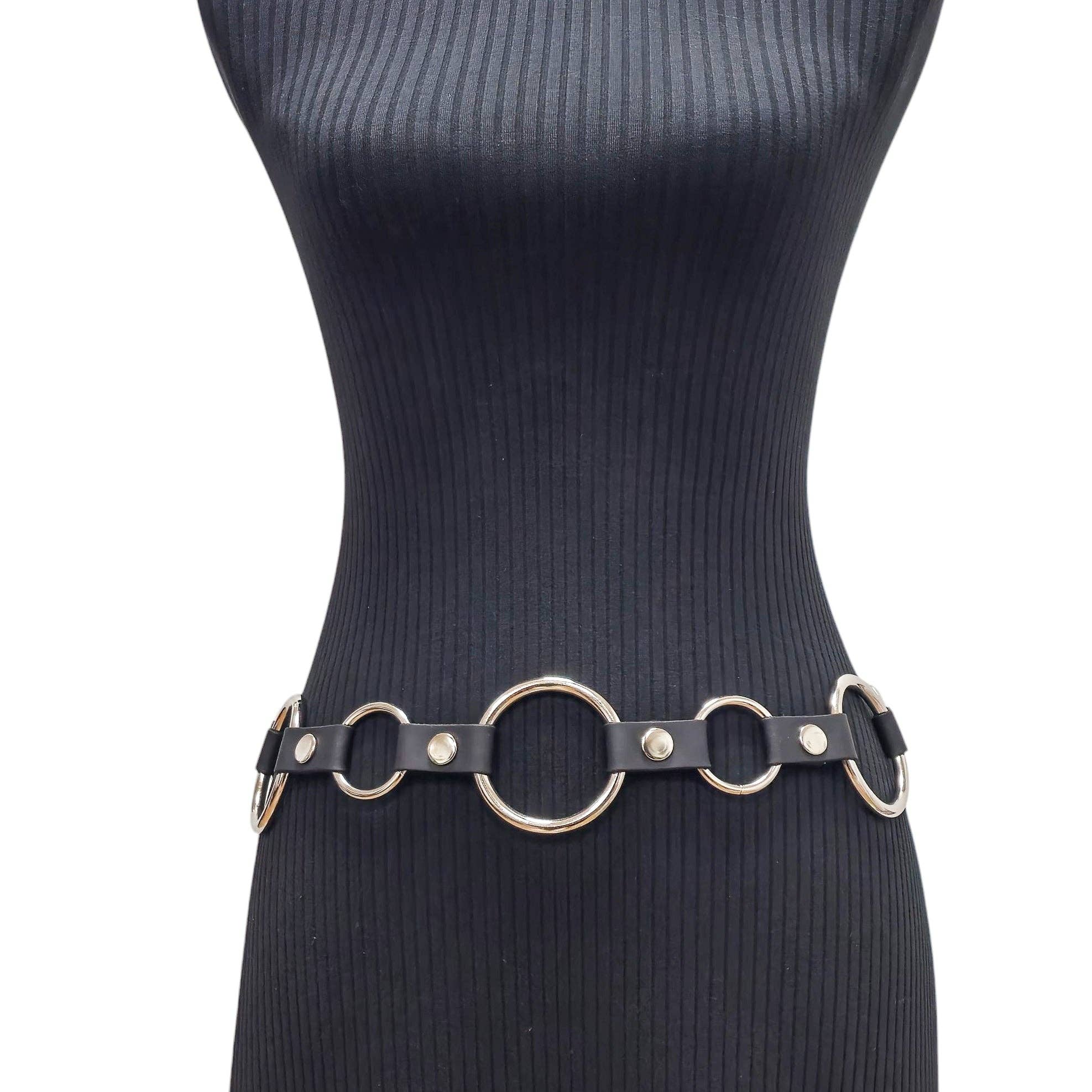 Genuine Leather Silver Ring Belt 42.5-47 Waist