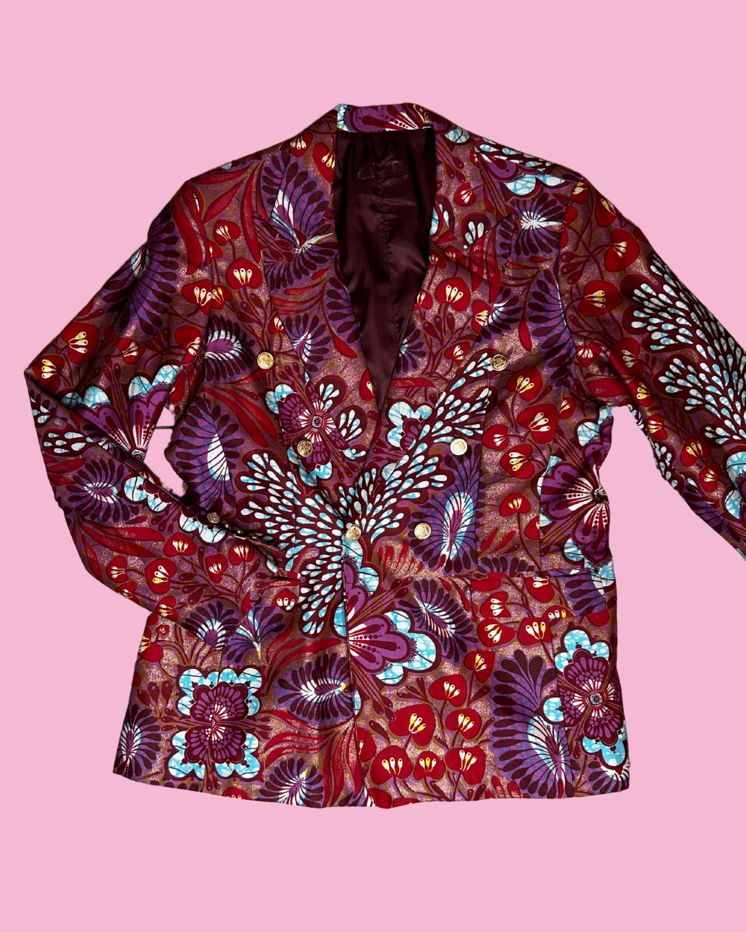 Puddy G Pink/Purple Metallic Floral Blazer (1X)