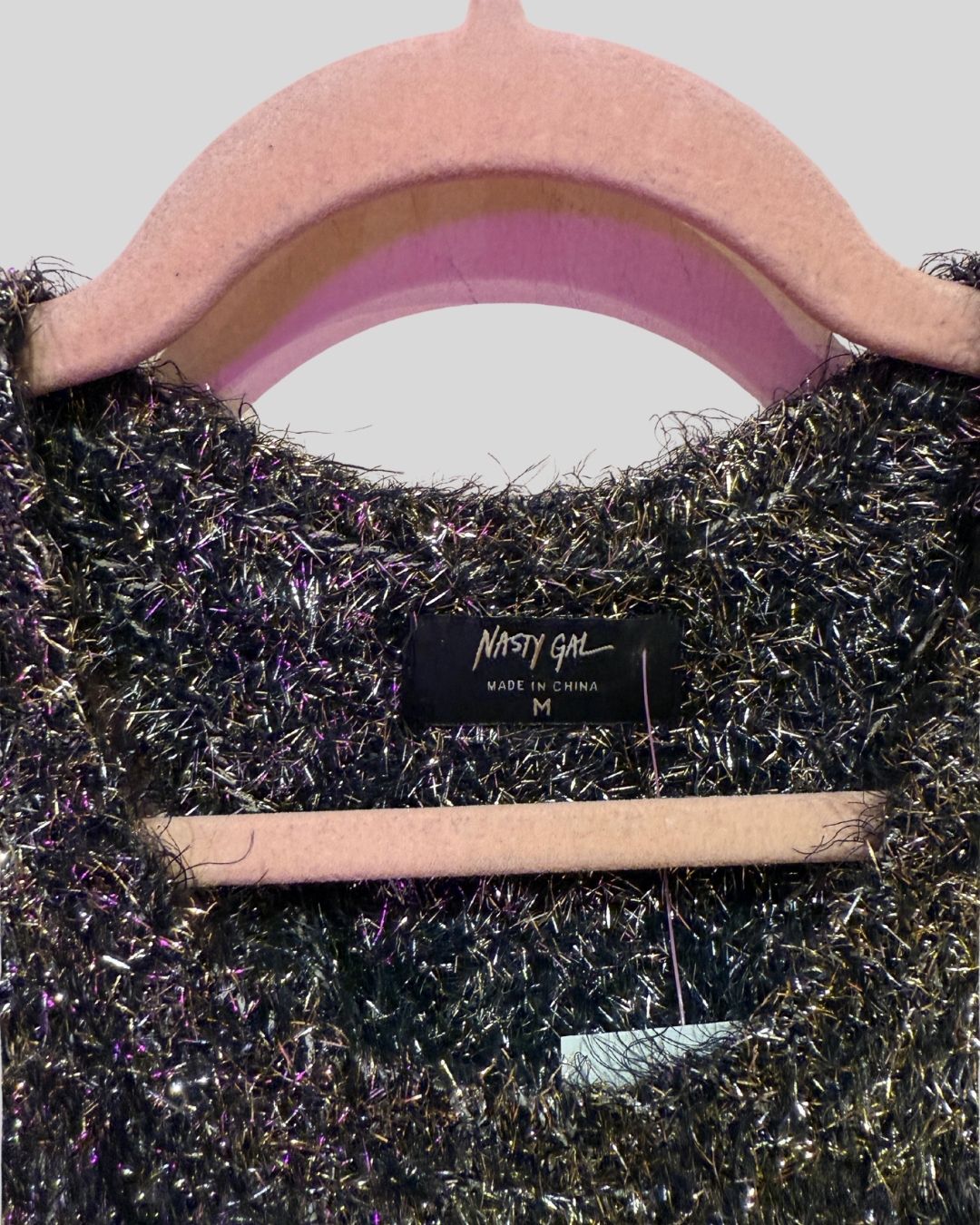 NASTYGAL gold tinsel tank (M fits 1X/2X)