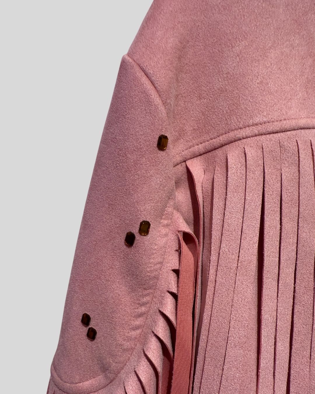 CHARTOU pink fringe faux suede jacket (XL)