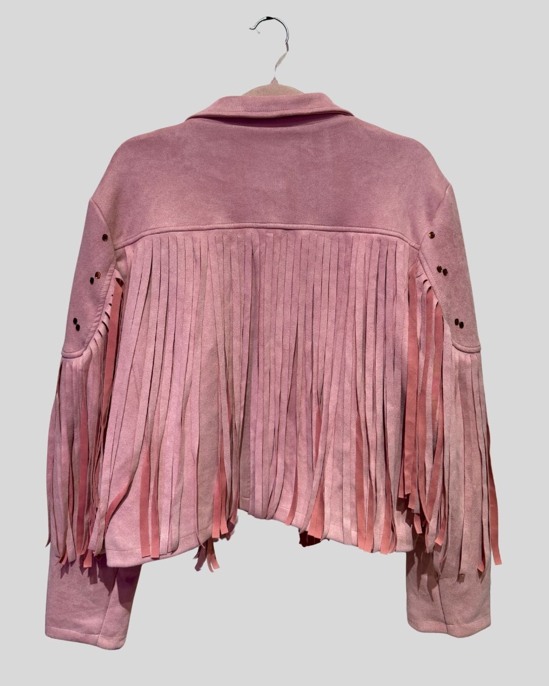 CHARTOU pink fringe faux suede jacket (XL)
