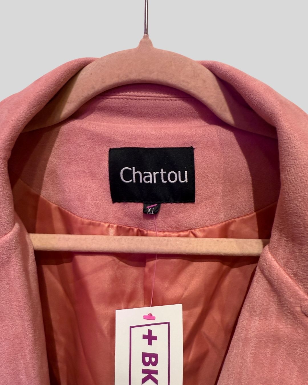 CHARTOU pink fringe faux suede jacket (XL)