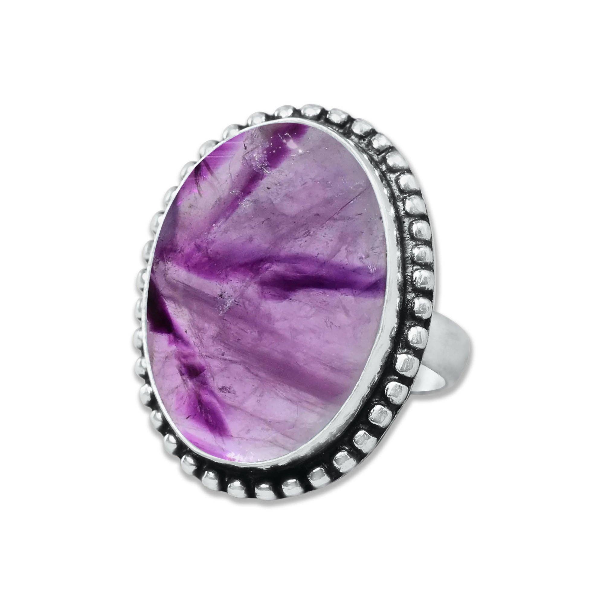 Star Amethyst Rings for Women – Silver-Plated, Handmade, Deep Purple (US Sizes 6–10, Non-Adjustable): 10 Rings