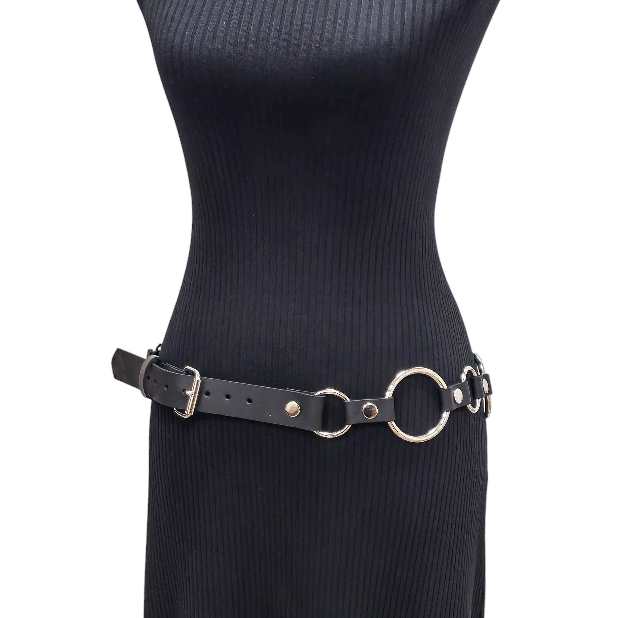 Genuine Leather Silver Ring Belt 42.5-47 Waist