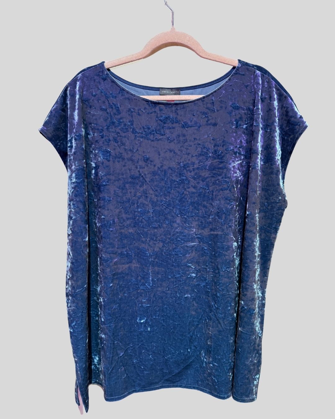 Vince Camuto Blue Crushed Velvet Top (2X)