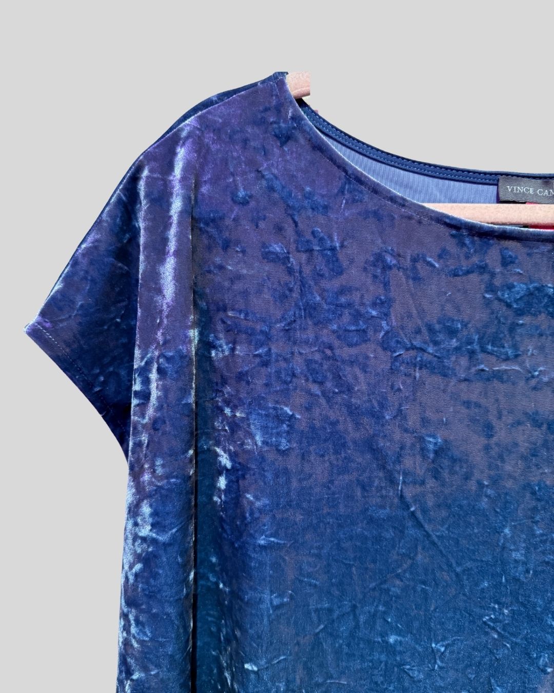 Vince Camuto Blue Crushed Velvet Top (2X)