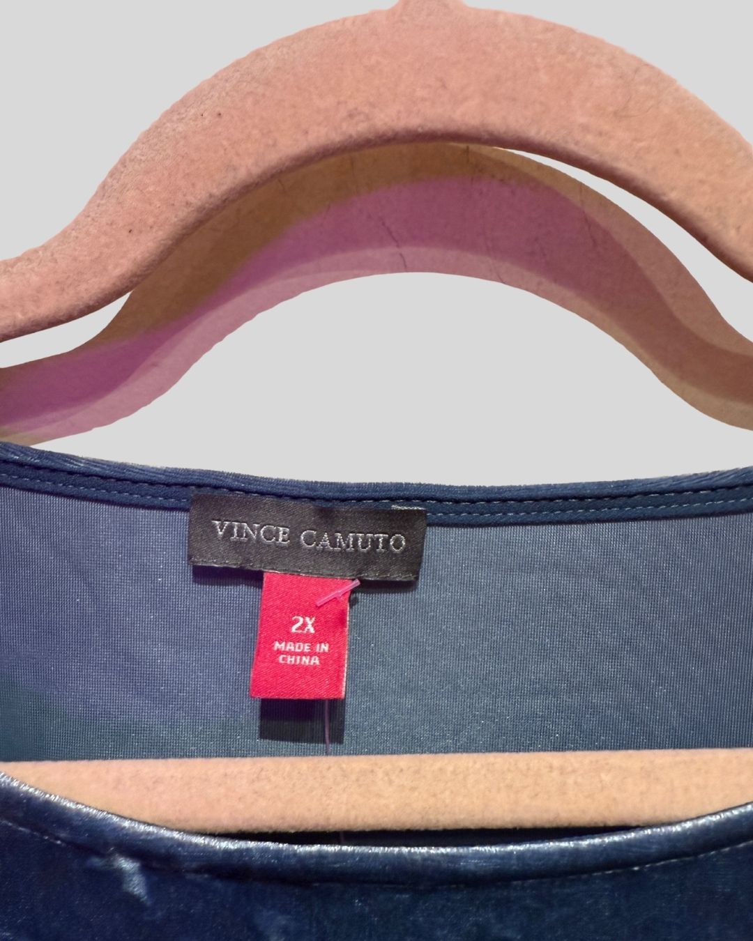 Vince Camuto Blue Crushed Velvet Top (2X)