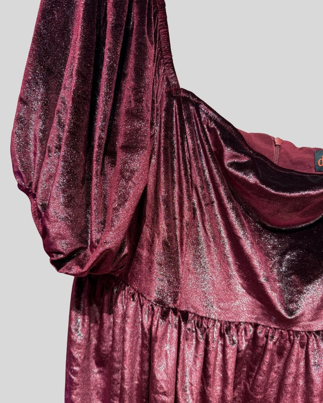 DELIAS NWT wine sparkle velvet puff sleeve dress (3X)