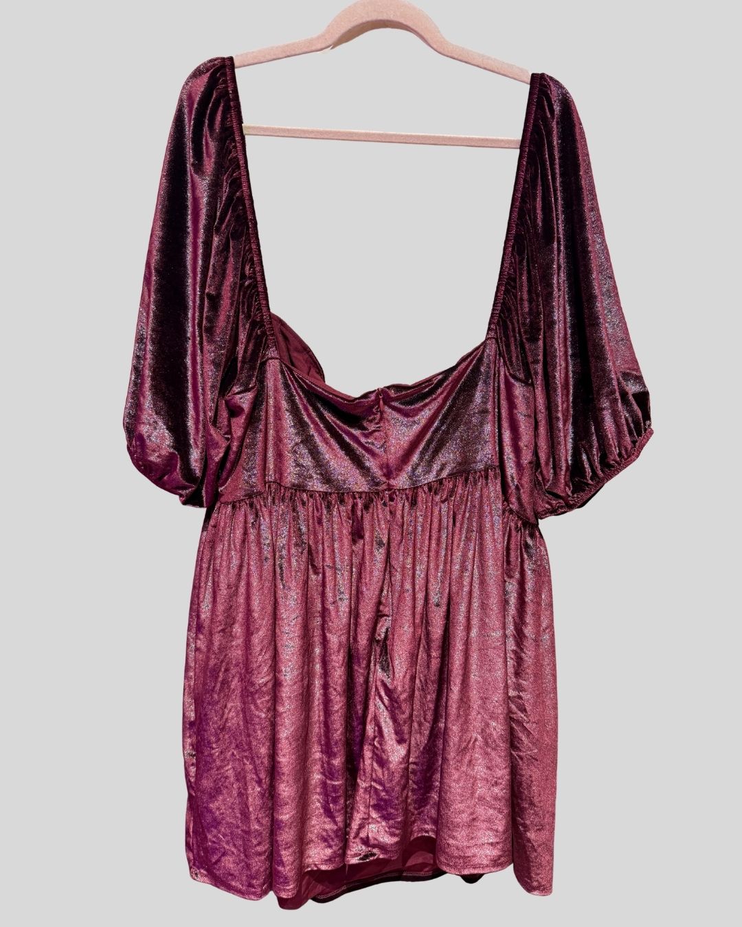 DELIAS NWT wine sparkle velvet puff sleeve dress (3X)