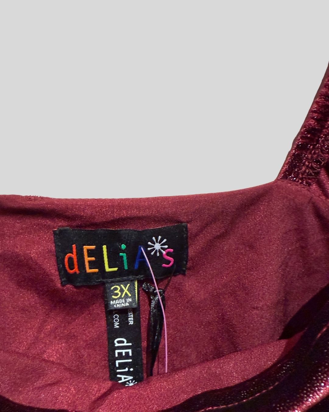 DELIAS NWT wine sparkle velvet puff sleeve dress (3X)